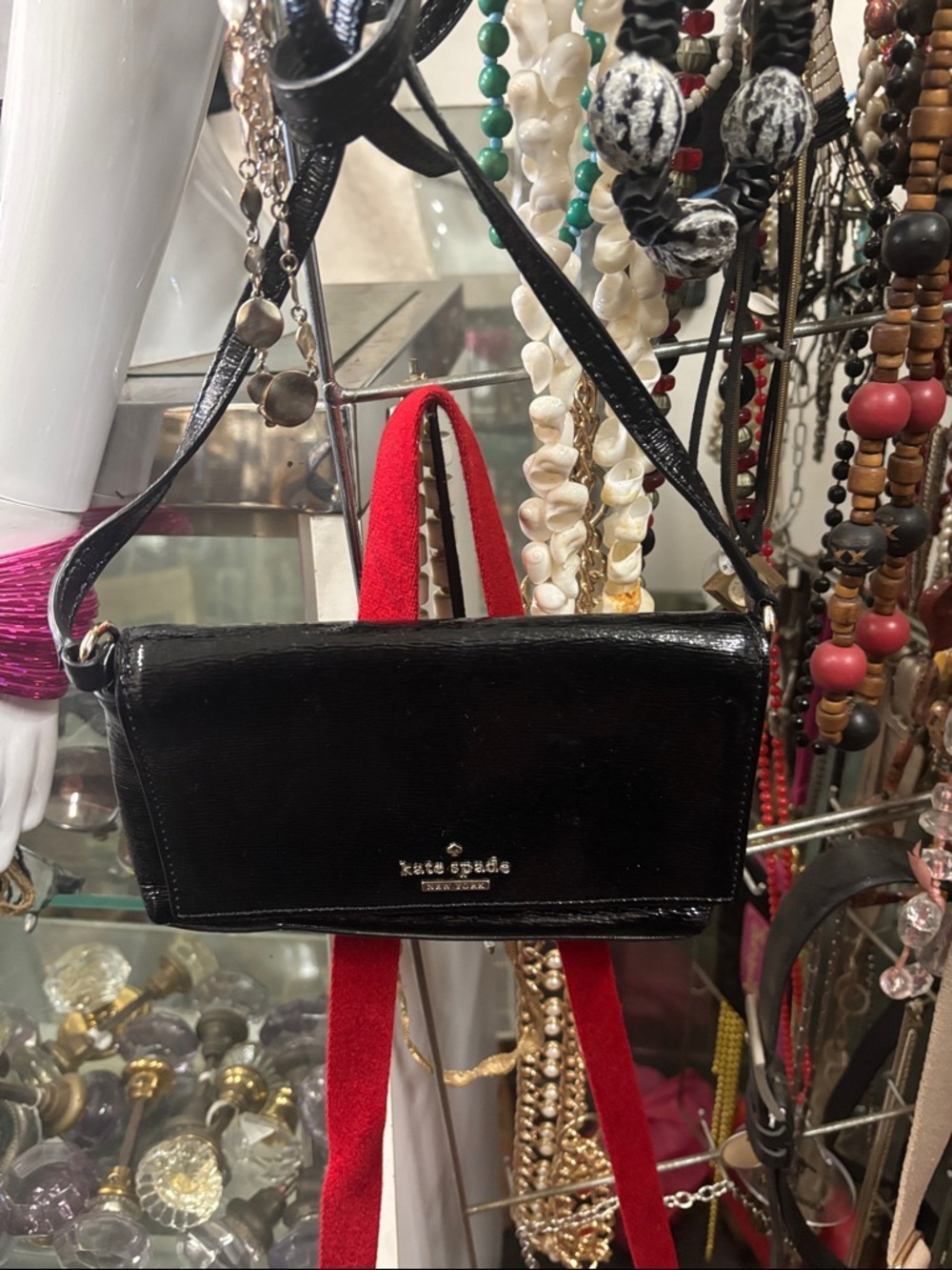 kate spade Black Patent Leather Crossbody Wallet
